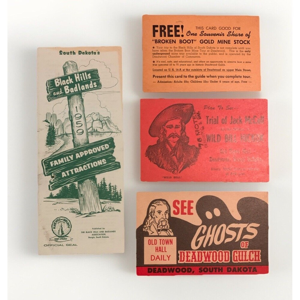 Vintage 1950s Postcards & Brochure - Black Hills & Deadwood, South Dakota